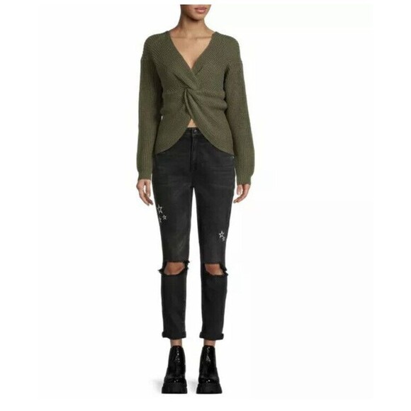 No Boundaries Womens Super High Rise Destructed Mom Jeans Black Size 7 NWT - Picture 5 of 12